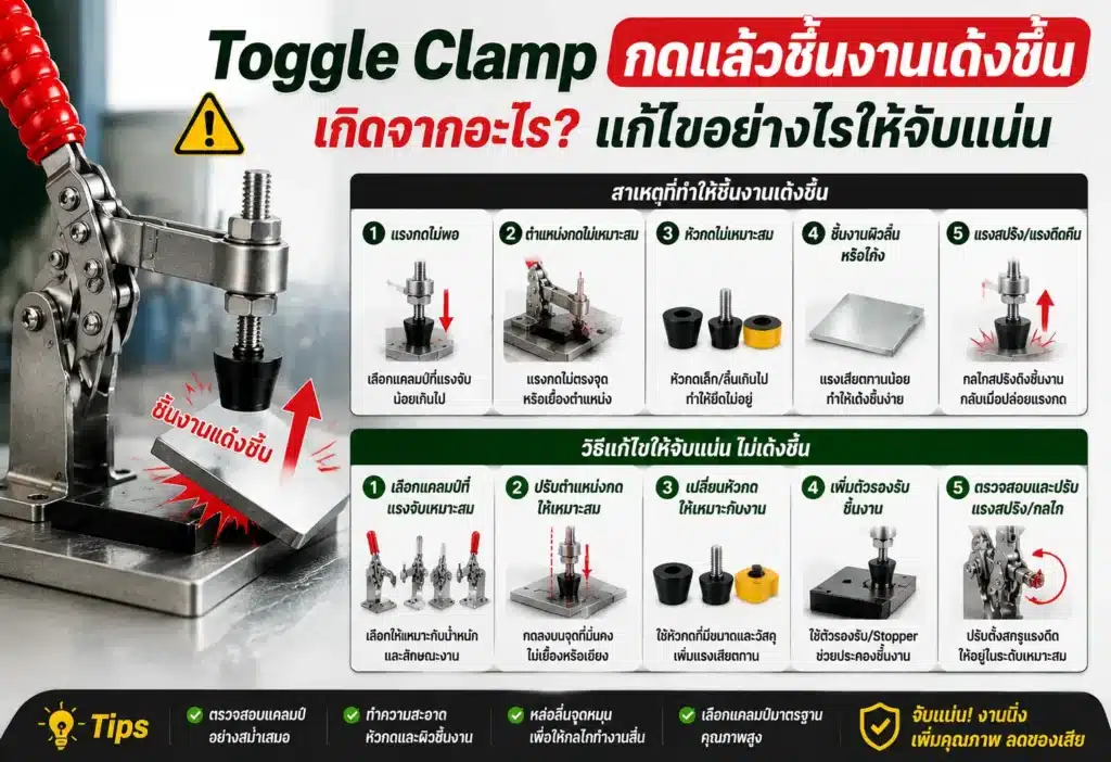 Toggle Clamp กดแล้วชิ้นงานเด้งขึ้น