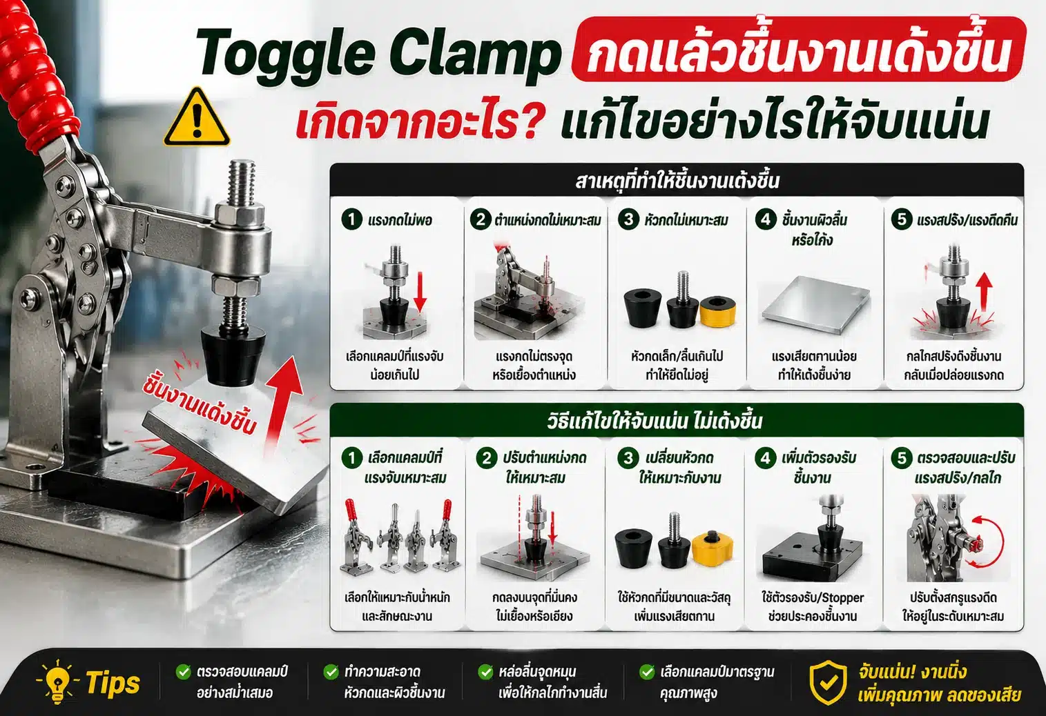 Toggle Clamp กดแล้วชิ้นงานเด้งขึ้น